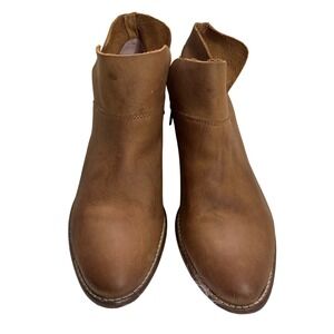 Seychelles Brown Leather Ankle Boots Womens Size 7.5 Side Zip Casual